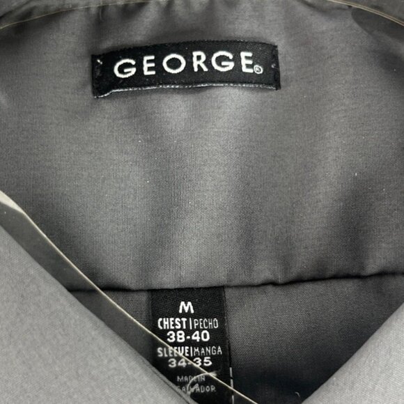 George Mens Dress Shirt Gray Comfort Collar Size 38-40/34-35 New - Picture 3 of 6